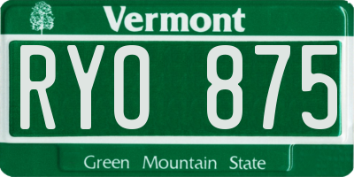 VT license plate RYO875