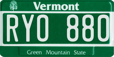 VT license plate RYO880