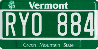 VT license plate RYO884