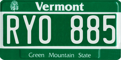 VT license plate RYO885