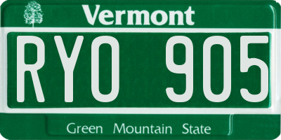 VT license plate RYO905
