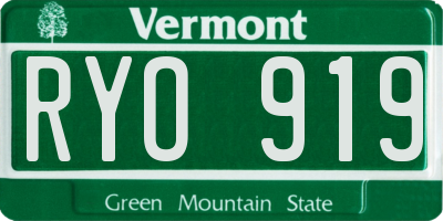 VT license plate RYO919