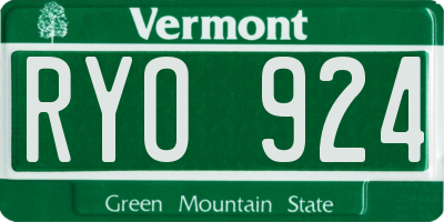 VT license plate RYO924