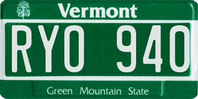VT license plate RYO940