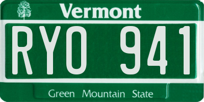 VT license plate RYO941