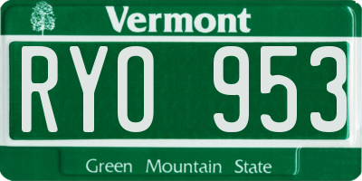 VT license plate RYO953
