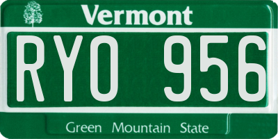 VT license plate RYO956