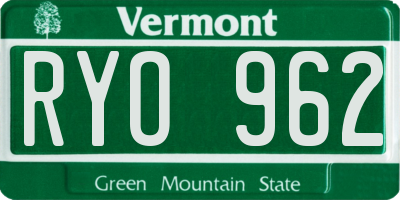 VT license plate RYO962