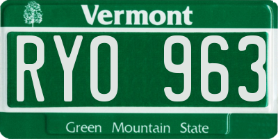 VT license plate RYO963