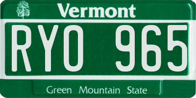 VT license plate RYO965