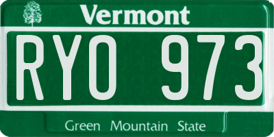 VT license plate RYO973