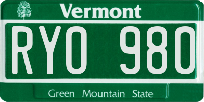 VT license plate RYO980