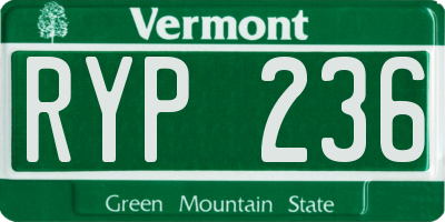 VT license plate RYP236