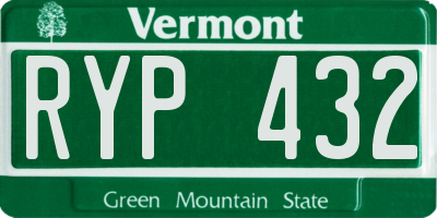 VT license plate RYP432