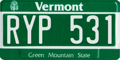 VT license plate RYP531