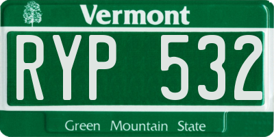 VT license plate RYP532