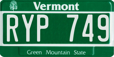 VT license plate RYP749