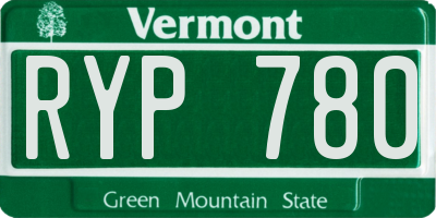 VT license plate RYP780