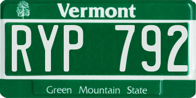 VT license plate RYP792