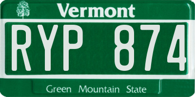VT license plate RYP874