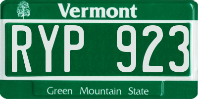 VT license plate RYP923