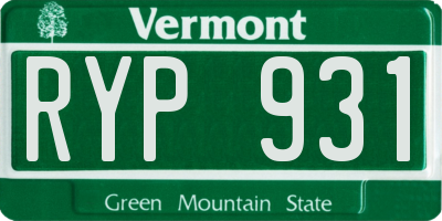 VT license plate RYP931
