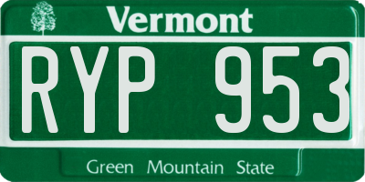 VT license plate RYP953