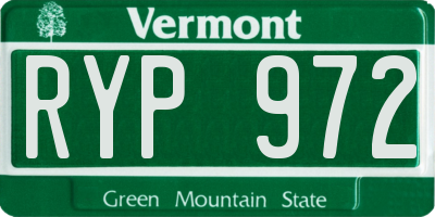 VT license plate RYP972
