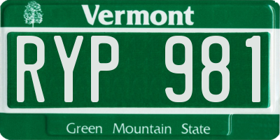 VT license plate RYP981