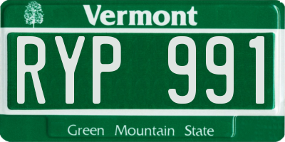 VT license plate RYP991