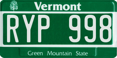 VT license plate RYP998