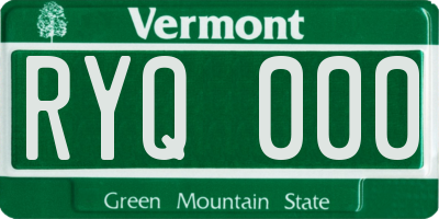 VT license plate RYQ000