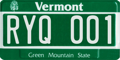 VT license plate RYQ001