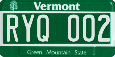 VT license plate RYQ002