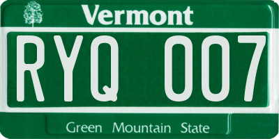 VT license plate RYQ007