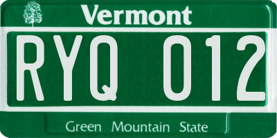 VT license plate RYQ012