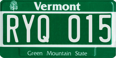 VT license plate RYQ015