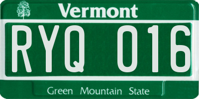 VT license plate RYQ016