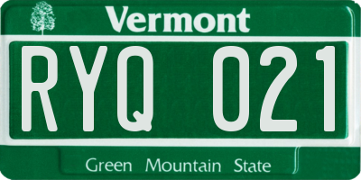 VT license plate RYQ021