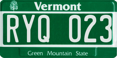 VT license plate RYQ023