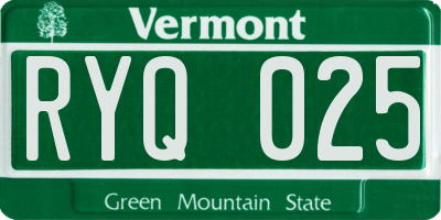 VT license plate RYQ025