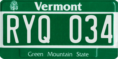 VT license plate RYQ034