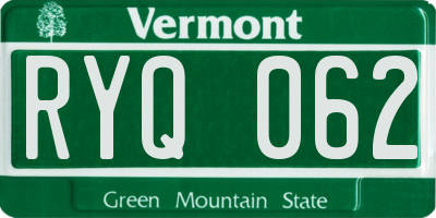 VT license plate RYQ062