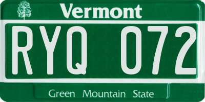 VT license plate RYQ072