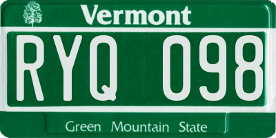 VT license plate RYQ098