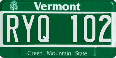 VT license plate RYQ102