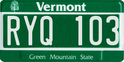 VT license plate RYQ103