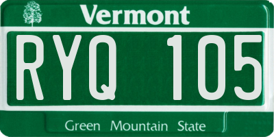 VT license plate RYQ105