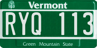 VT license plate RYQ113