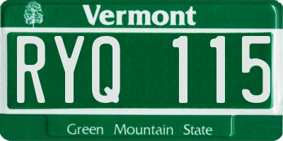 VT license plate RYQ115